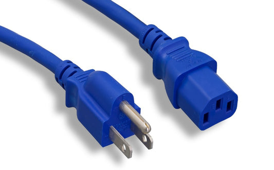 RiteAV Power Cord, NEMA5-15P/IEC320 C13, 18AWG, 10A, 125V, Blue, 1ft.