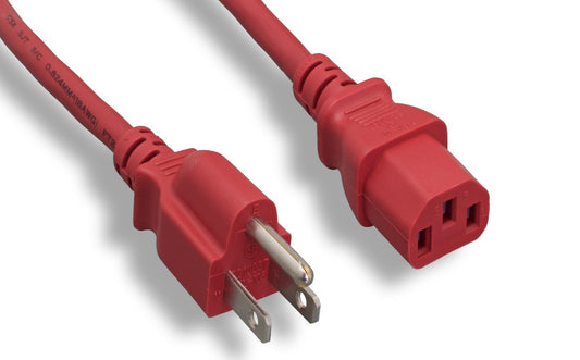 RiteAV Power Cord, NEMA5-15P / C13, 18AWG, 10A, 125V, Red, 1FT