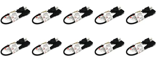 RiteAV 1FT 18AWG Power Cord Cable 3-Conductor PC Power Connector Socket (10 Pack)