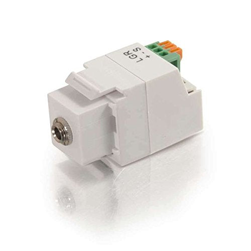 RiteAV - 3.5MM Keystone Module, Stereo Keystone Jack with 4-Pin Mini Din Connector, White 3-Conductor Keystone Adapter, 1 Count, C2G 37036