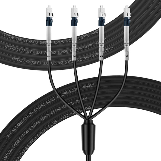 RiteAV - OS2 4/LC to 4/LC Outdoor Armored Fiber Optic Cable TPU, 9/125um, OD-5mm, 50m/164ft