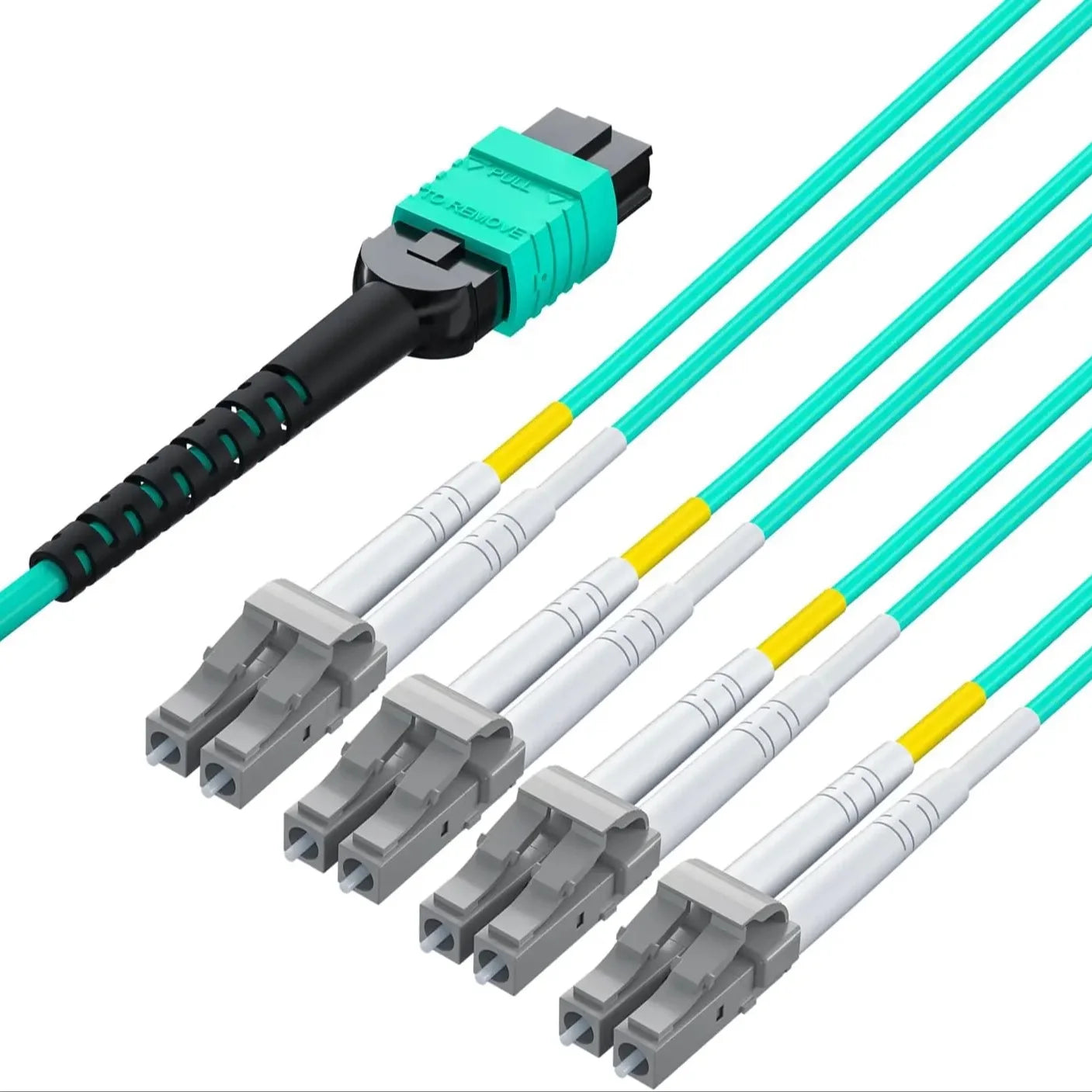 RiteAV - MPO to 8X LC OM3 Fiber Optic Cable Patch Cord Uniboot Fanout Fiber Jumper Cable, MMF 8-core Fiber,  For QSFP+Transceiver