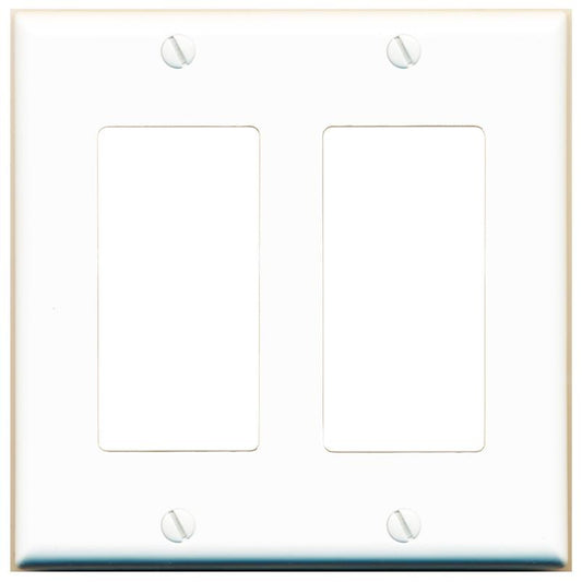 RiteAV Blank Wall Plate for Keystone Jacks - White 2 Gang Decorative