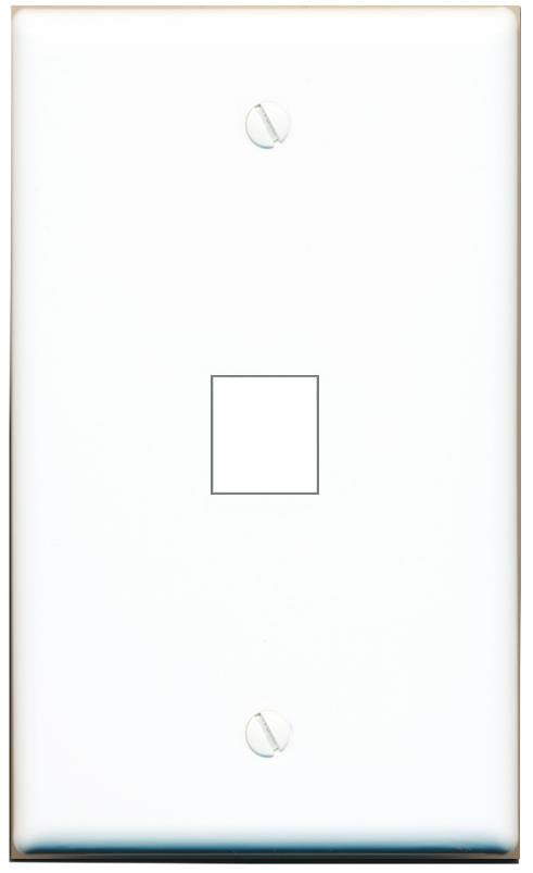 RiteAV Blank Wall Plate for Keystone Jacks - White 1 Gang 1 Port