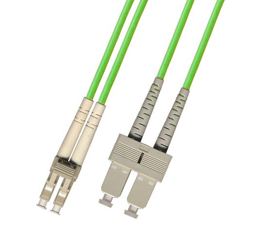 RiteAV 75 Meter 100Gb OM5 Multimode Duplex Fiber Optic Cable (50/125) - LC to SC - Lime Green