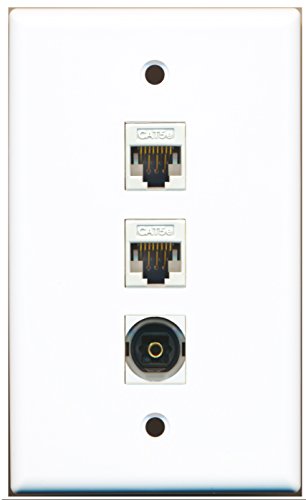 RiteAV - 1 Port Toslink 2 Port Cat5e Ethernet White Wall Plate