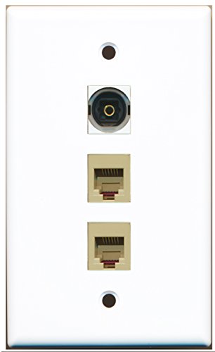 RiteAV - 2 Port Phone RJ11 RJ12 Beige and 1 Port Toslink Wall Plate