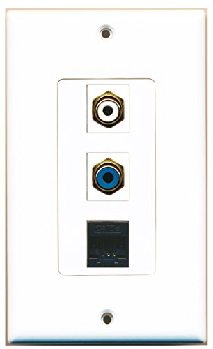 RiteAV - 1 Port RCA White and 1 Port RCA Blue and 1 Port Cat5e Ethernet Black Decorative Wall Plate Decorative