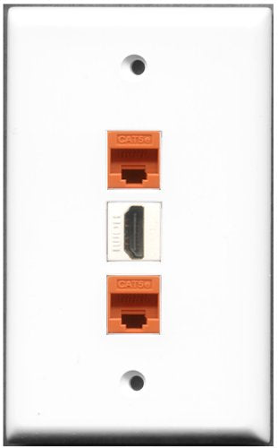 RiteAV - 1 Port HDMI 2 Port Cat5e Ethernet Orange Wall Plate