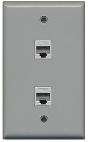 RiteAV - 2 Port Cat6 Female-Female Wall Plate - Gray