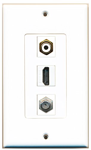 RiteAV - 1 Port HDMI and 1 Port RCA White and 1 Port Coax Cable TV- F-Type Decorative Wall Plate