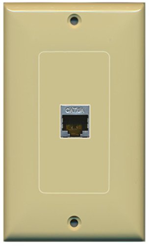 RiteAV CAT 6A 1 Port Shielded Cat6a Wall Plate 1 Gang Decorative - Ivory