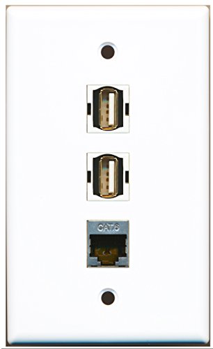 RiteAV - 2 Port USB A-A and 1 Port Shielded Cat6 Ethernet Wall Plate