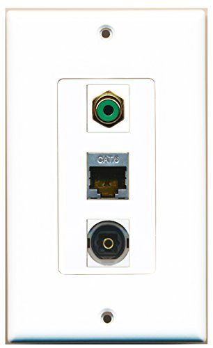 RiteAV - 1 Port RCA Green and 1 Port Shielded Cat6 Ethernet and 1 Port Toslink Decorative Wall Plate Decorative