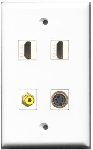 RiteAV - 2 Port HDMI 1 Port RCA Yellow 1 Port S-Video Wall Plate