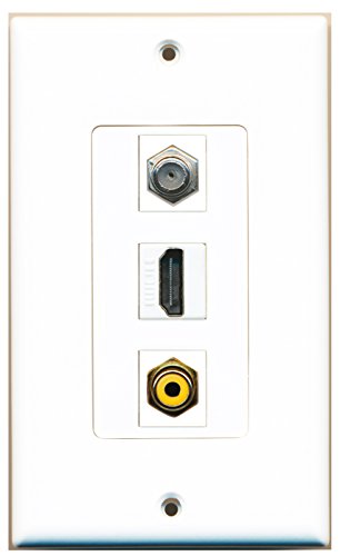 RiteAV - 1 Port HDMI 1 RCA Yellow 1 Coax Cable TV- F-Type Wall Plate Decorative