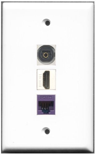 RiteAV - 1 Port HDMI 1 Toslink 1 Cat5e Ethernet Purple Wall Plate