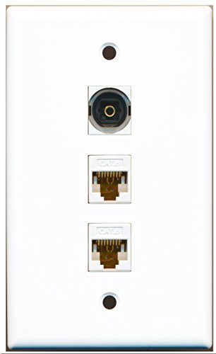 RiteAV - 1 Port Toslink 2 Port Cat6 Ethernet White Wall Plate