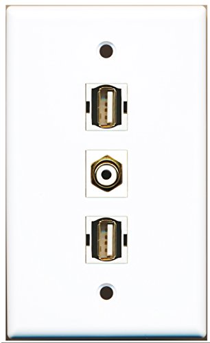 RiteAV - 1 Port RCA White 2 Port USB A-A Wall Plate