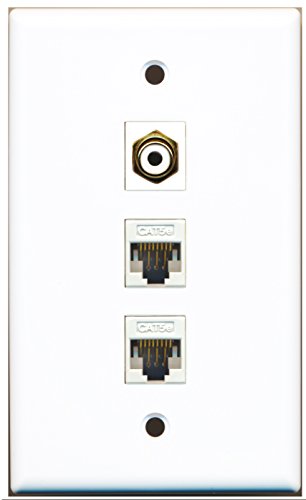 RiteAV - 1 Port RCA White 2 Port Cat5e Ethernet White Wall Plate