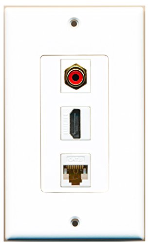 RiteAV - 1 Port HDMI and 1 Port RCA Red and 1 Port Cat6 Ethernet White Decorative Wall Plate