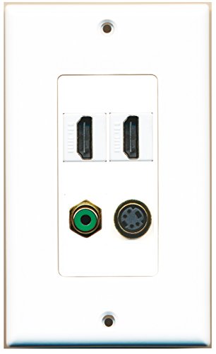 RiteAV - 2 Port HDMI 1 Port RCA Green 1 Port S-Video Wall Plate Decorative