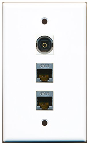 RiteAV - 2 Port Shielded Cat6 Ethernet and 1 Port Toslink Wall Plate