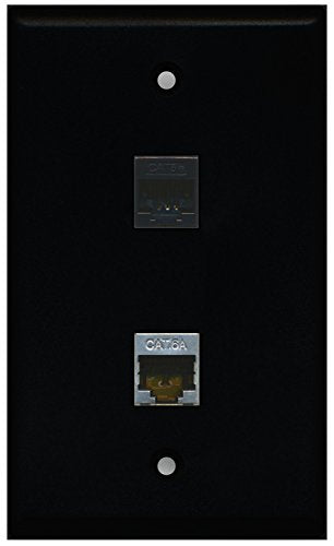 RiteAV - Black 1 Port Cat5e Ethernet Black 1 Port Cat6a Wall Plate