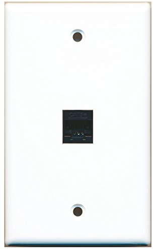 RiteAV - 1 Port Cat5e Female-Female Wall Plate White with Black Port