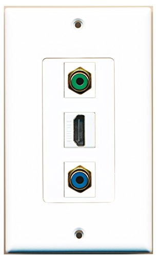 RiteAV - 1 Port HDMI and 1 Port RCA Green and 1 Port RCA Blue Decorative Wall Plate