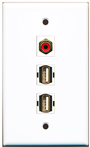 RiteAV - 1 Port RCA Red 2 Port USB A-A Wall Plate