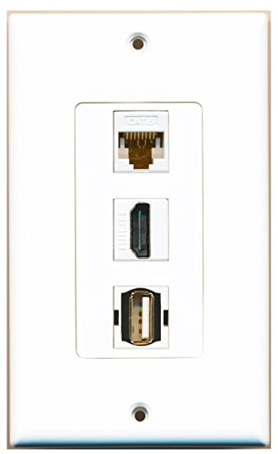 RiteAV - 1 Port HDMI and 1 Port USB A-A and 1 Port Cat6 Ethernet White Decorative Wall Plate