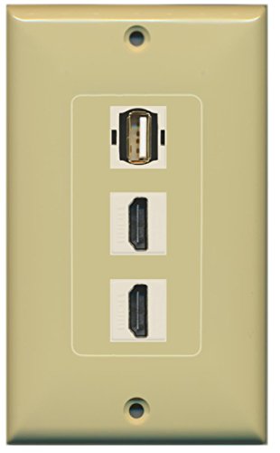 RiteAV - 2 Port HDMI and 1 Port USB A-A Decorative Wall Plate - Ivory