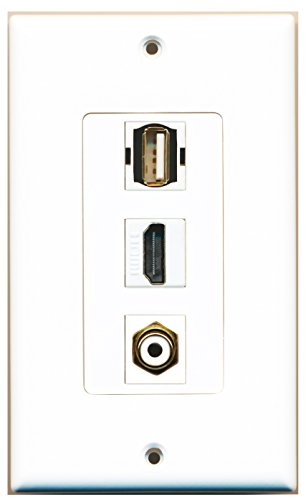 RiteAV - 1 Port HDMI 1 RCA White 1 USB A-A Wall Plate Decorative