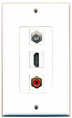 RiteAV - 1 Port HDMI 1 RCA Red 1 Coax Cable TV- F-Type Wall Plate Decorative