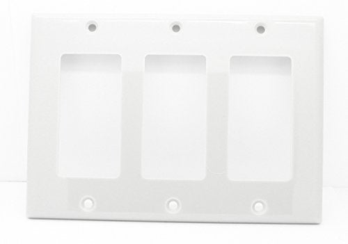 RiteAV Blank Wall Plate for Keystone Jacks - Black 3 Gang Decorative