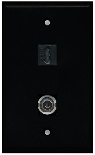 RiteAV - Black 1 Port HDMI 1 Port 3.5mm Wall Plate