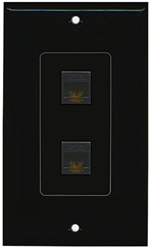 RiteAV (1 Gang Decorative) 2 Cat6 Black Wall Plate Black