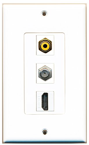 RiteAV - 1 Port HDMI and 1 Port RCA Yellow and 1 Port Coax Cable TV- F-Type Decorative Wall Plate Decorative