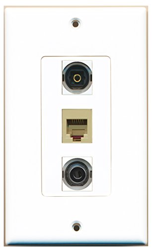 RiteAV - 1 Port Phone RJ11 RJ12 Beige and 1 Port Toslink and 1 Port 3.5mm Decorative Wall Plate Decorative