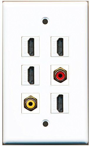 RiteAV - 4 HDMI 1 Port RCA Red 1 Port RCA Yellow Wall Plate