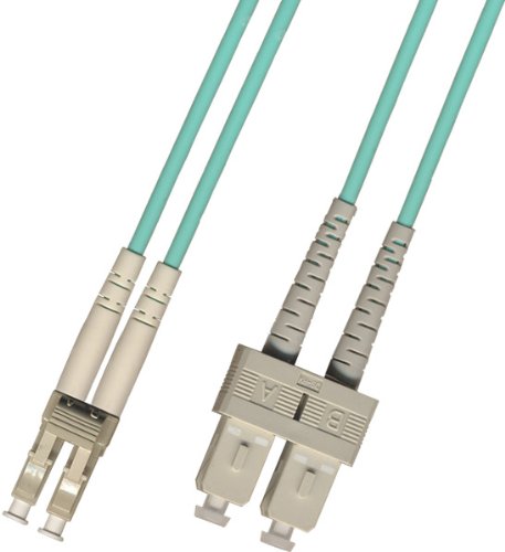 20 Meter - Multimode Duplex 10 Gigabit (10Gb) OM3 Fiber Optic Cable (50/125) - LC to SC - Aqua