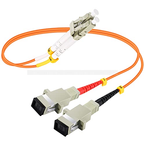 1ft Fiber Optic Adapter Cable LC (Male) to SC (Female) Multimode 62.5/125 Duplex