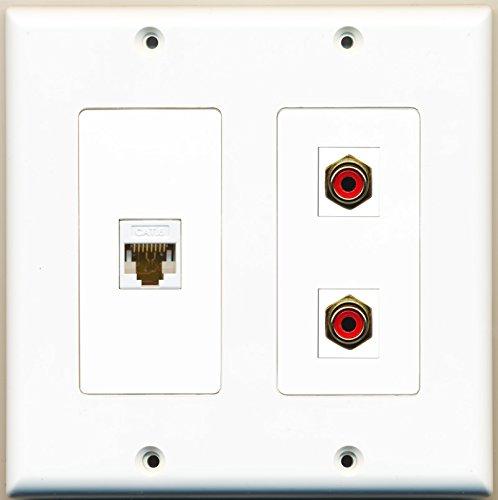 RiteAV - 2 Port RCA Red 1 Port Cat6 Ethernet White - 2 Gang Wall Plate