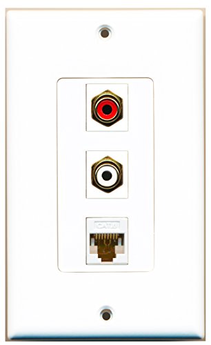 RiteAV - 1 Port RCA Red and 1 Port RCA White and 1 Port Cat6 Ethernet White Decorative Wall Plate Decorative