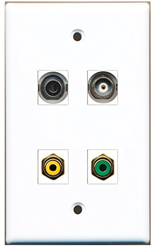 RiteAV - 1 Port RCA Yellow 1 Port RCA Green 1 Port 3.5mm 1 Port BNC Wall Plate