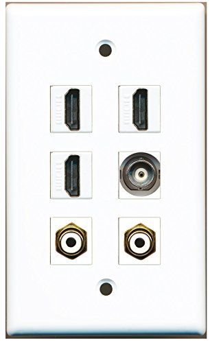 RiteAV - 3 HDMI 2 Port RCA White 1 Port BNC Wall Plate