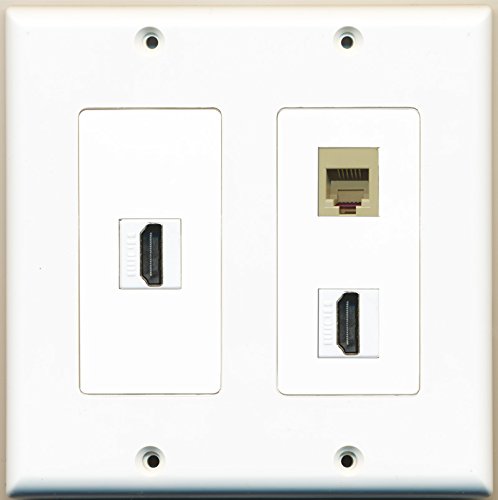 RiteAV - 2 Port HDMI 1 Port Phone RJ11 RJ12 Beige - 2 Gang Wall Plate