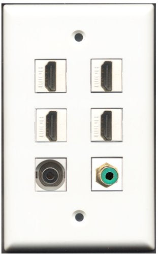 RiteAV - 4 Port HDMI 1 RCA Green 1 3.5mm Wall Plate