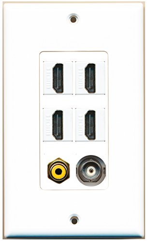 RiteAV - 4 Port HDMI 1 RCA Yellow 1 BNC Wall Plate Decorative